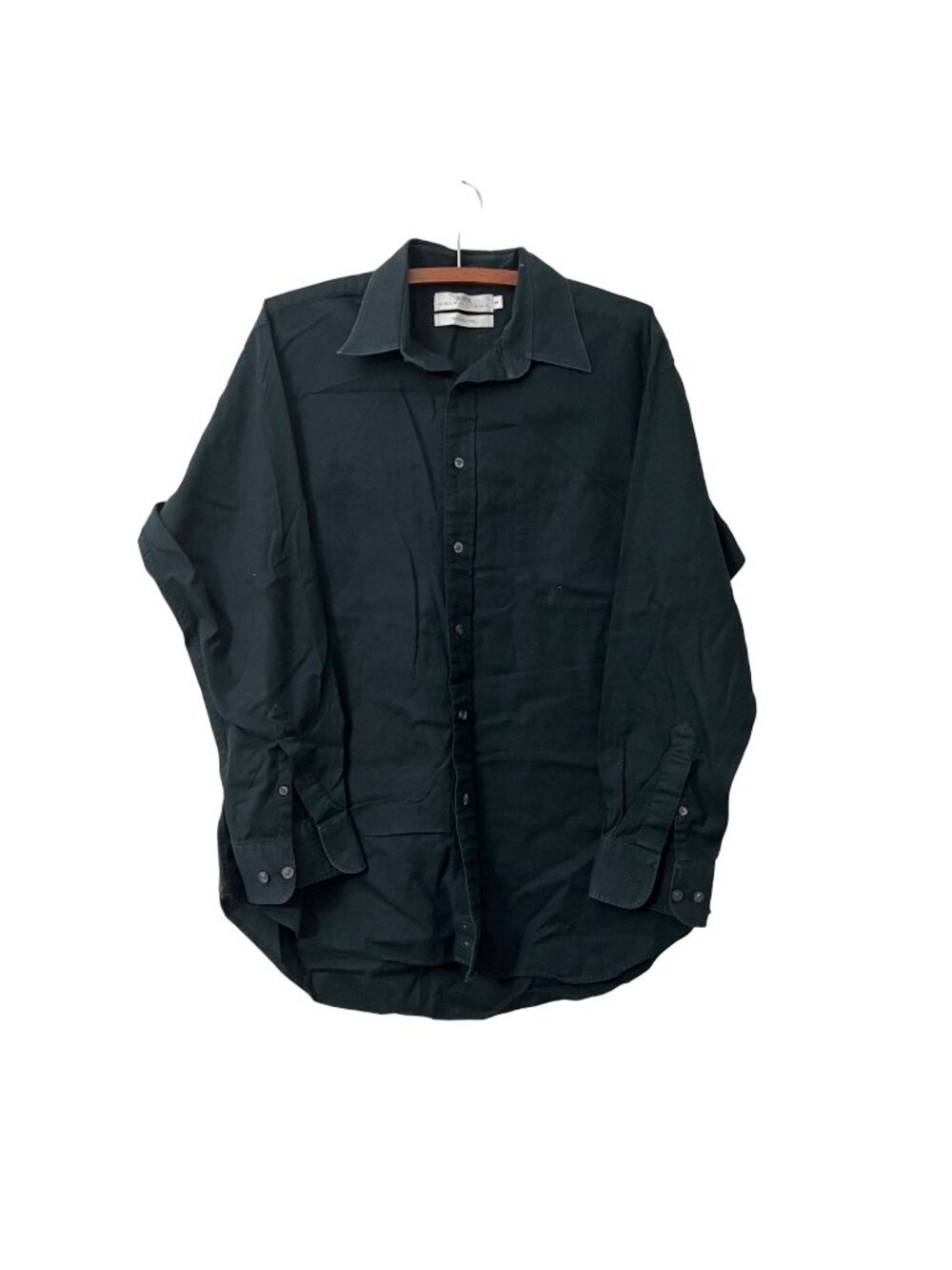 Vintage Balenciaga Mens Black Cotton Long Sleeve Button Shirt Size 5